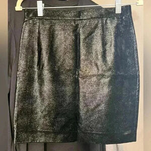 Escada Couture Black Metallic Wool Silk Pencil Skirt Size 34 XS Germany Holiday
